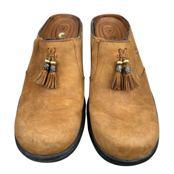 Ariat Women’s Mendocino Brown Leather Tassle Clog Size US 8 - Picture 7 of 10